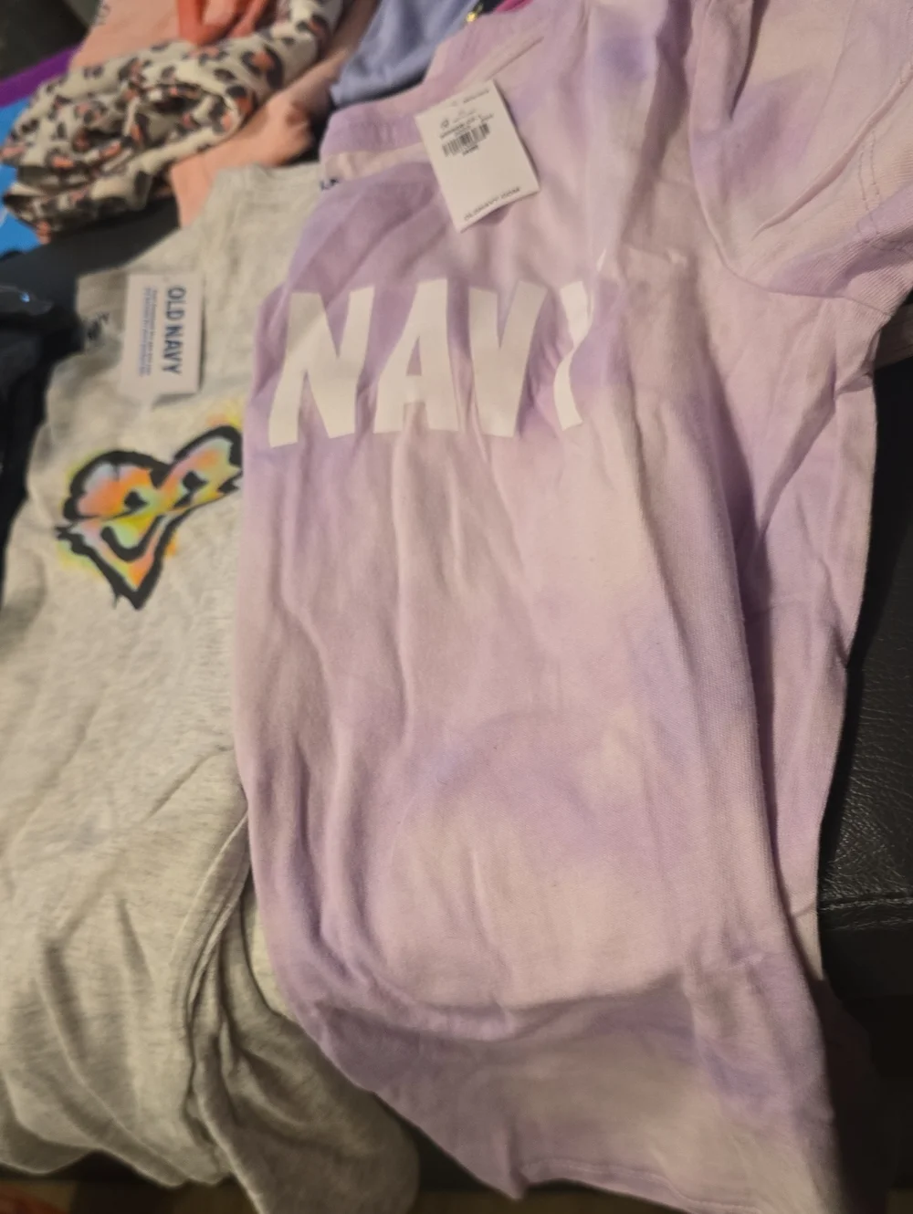 Old Navy Girls' Lavender Tie-Dye Logo Tee - White Print